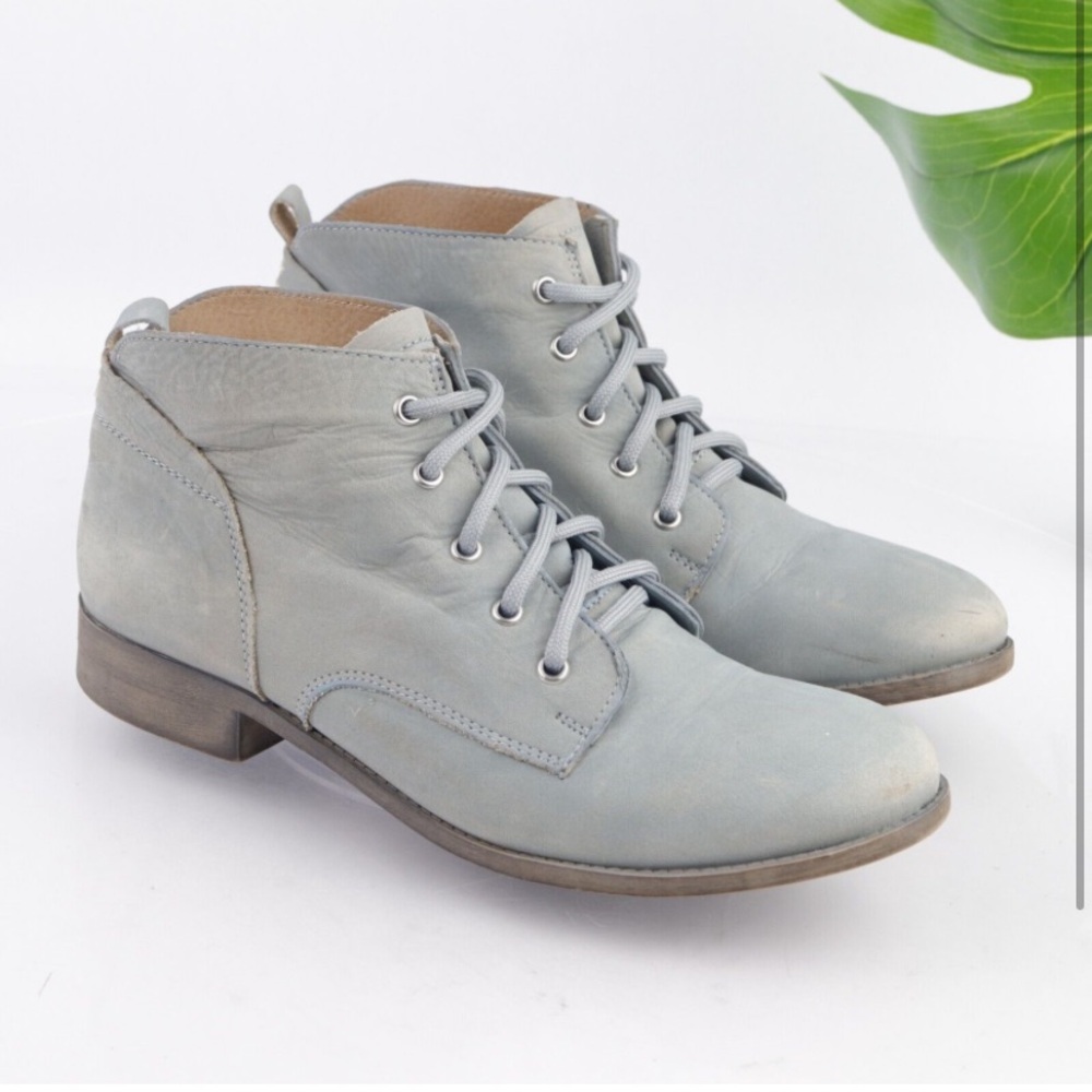 Steve Madden distressed light blue booties